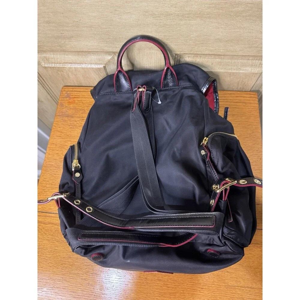MZ Wallace Marlena backpack - Black nylon and leather, red interior and accents